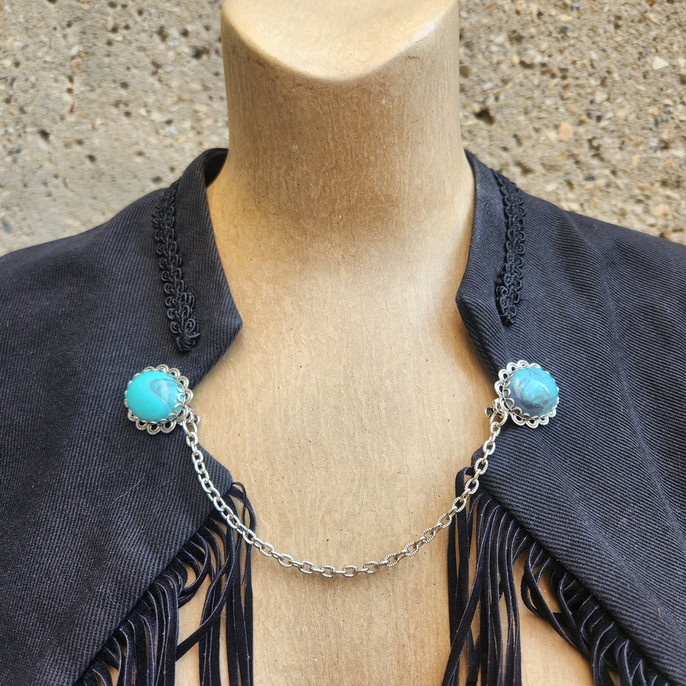 Vintage Silver and Turquoise Sweater clip
